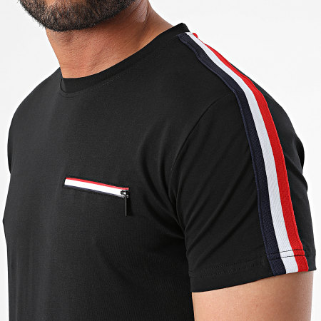 Zayne Paris  - Set di maglietta nera con taschino e pantaloncini da jogging a fascia
