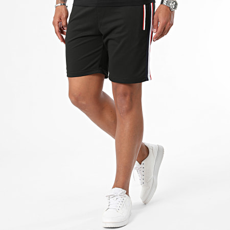 Zayne Paris  - Ensemble Tee Shirt Poche Et Short Jogging A Bandes Noir