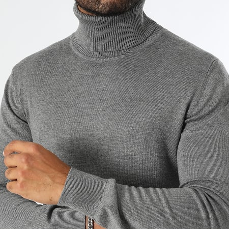 LBO - Pull Col Roulé 1287 Gris Clair