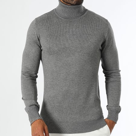 LBO - Pull Col Roulé 1287 Gris Clair