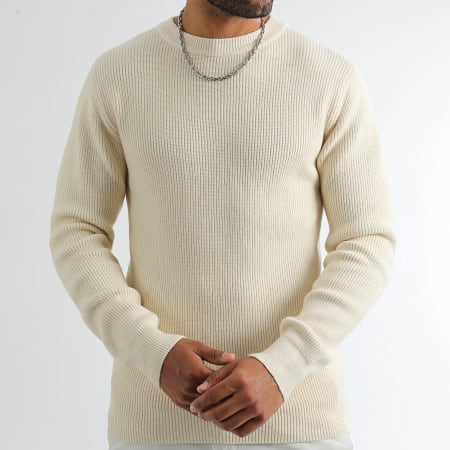LBO - Jersey de punto con cuello redondo 1251 Beige claro