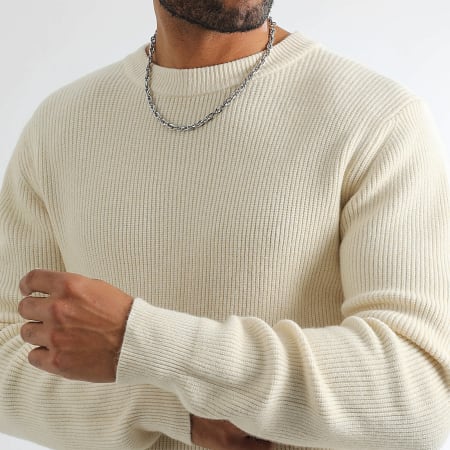 LBO - Jersey de punto con cuello redondo 1251 Beige claro