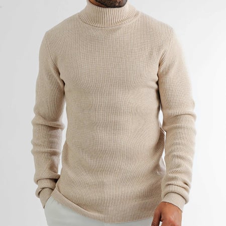 LBO - Jersey de punto con cuello vuelto 1262 Beige