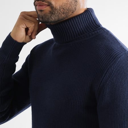 LBO - Jersey de punto azul marino con cuello vuelto 1267