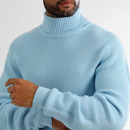 LBO - Jersey de punto azul claro con cuello vuelto 1269