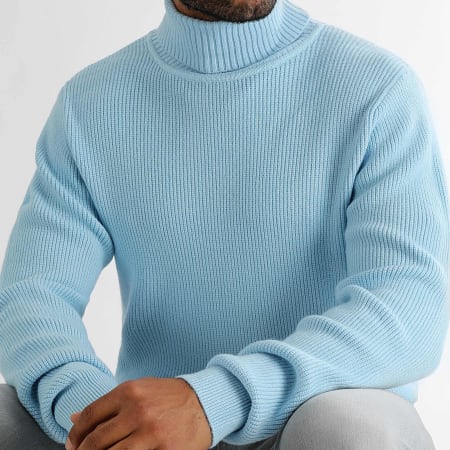 LBO - Jersey de punto azul claro con cuello vuelto 1269