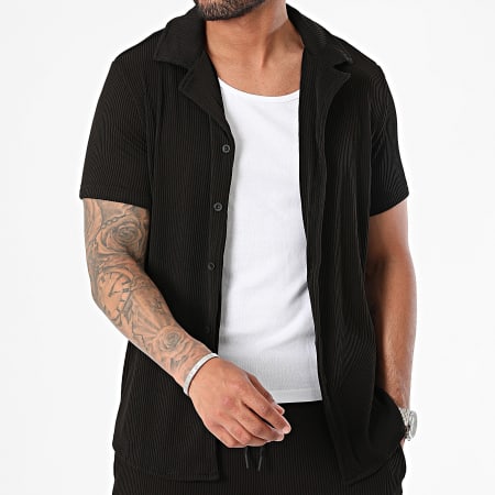Zayne Paris  - Ensemble Chemise Manches Courtes Et Short Jogging Noir