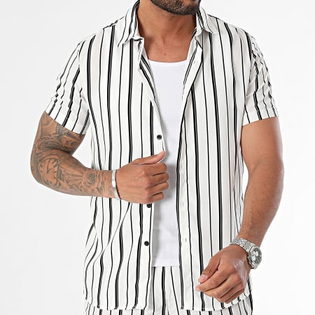 Zayne Paris  - Set camicia e pantaloncini da jogging a righe bianche e nere