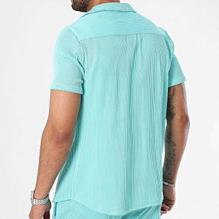 Zayne Paris  - Ensemble Chemise Manches Courtes Et Short Jogging Bleu Turquoise