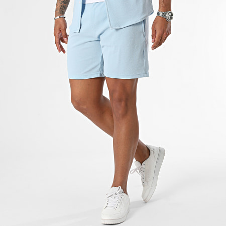 Zayne Paris  - Conjunto de camisa de manga corta y pantalón corto azul claro