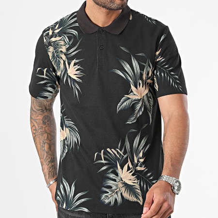 Jack And Jones - Lapalma Polo Korte Mouw Zwart Bloemen