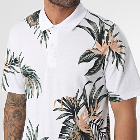 Jack And Jones - Polo Manches Courtes Lapalma Blanc Floral