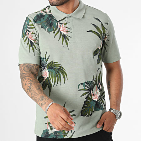 Jack And Jones - Lapalma Polo Korte Mouw Groen Bloemen