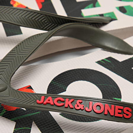 Jack And Jones - Tongs Logo Palm Print Flip Flop Olive Night Moonbeam Floral