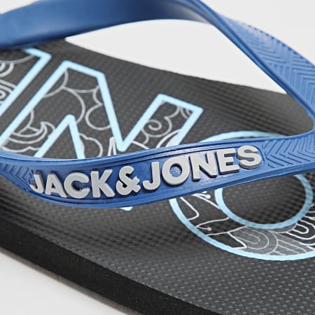 Jack And Jones - Tongs Logo Palm Print Anthracite Nautical Blue
