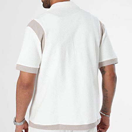 KZR - Set camicia a maniche corte e pantaloncini da jogging bianco