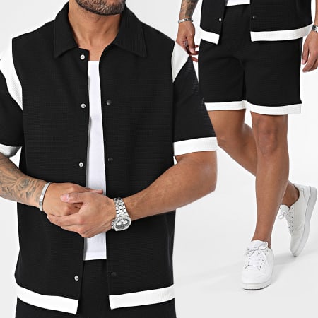 KZR - Conjunto de camisa negra de manga corta y pantalón corto de jogging