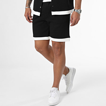 KZR - Set camicia nera a maniche corte e pantaloncini da jogging