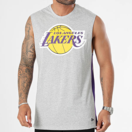 New Era - Maglietta senza maniche a blocchi di colore Los Angeles Lakers 60502654 Grigio scuro