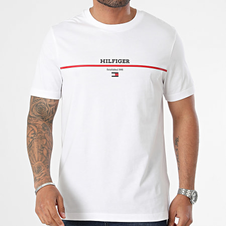 Tommy Hilfiger - Tee Shirt Hilfiger Stripe 5464 Blanc