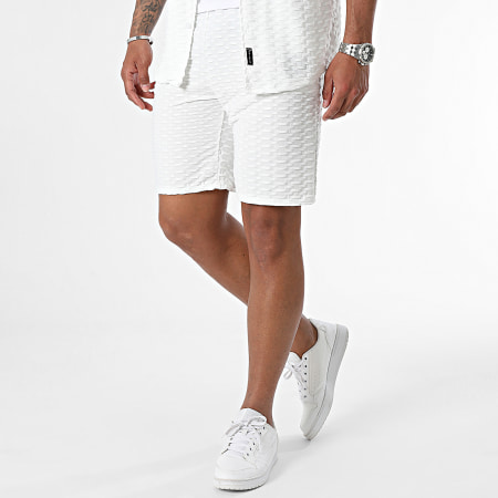 Zelys Paris - Set camicia a maniche corte e pantaloncini da jogging bianco
