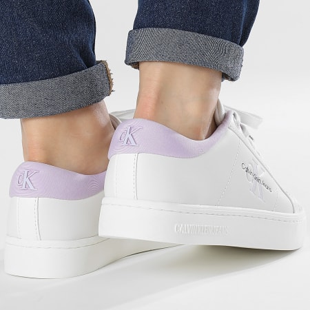 Calvin Klein - Baskets Femme Classic Cupsole Low Laceup 1444 Bright White Pastel Lilac