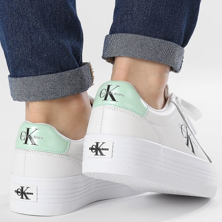 Calvin Klein - Donna Vulc Platform Laceup YW0YW01474 Bright White Pastel Green Sneakers