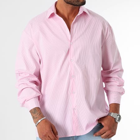 LBO - Camicia a maniche lunghe a righe 1301 Rosa