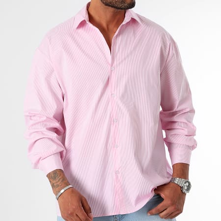 LBO - Camisa de rayas de manga larga 1301 Rosa