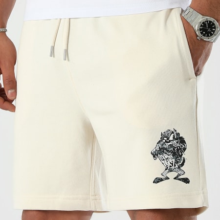 Looney Tunes - Pantaloncini da jogging Taz Graffiti neri e bianchi beige