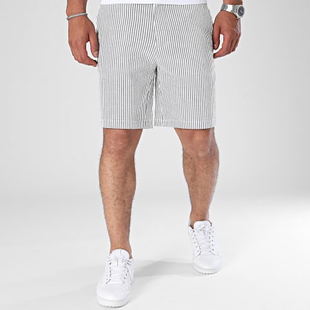 Selected - Karl White Stripe Chino Shorts Azul Marino