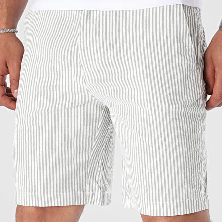 Selected - Karl White Stripe Chino Shorts Gris claro