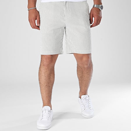 Selected - Karl White Stripe Chino Shorts Gris claro