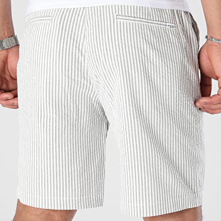 Selected - Short Chino A Rayures Karl Blanc Gris Clair