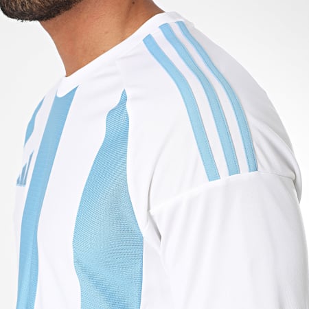 Adidas Sportswear - Tee Shirt A Bandes Striped 24 IW4555 Blanc Bleu Clair