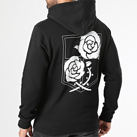 Attaque des Titans - Sudadera con capucha Garrison Roses Negro Blanco