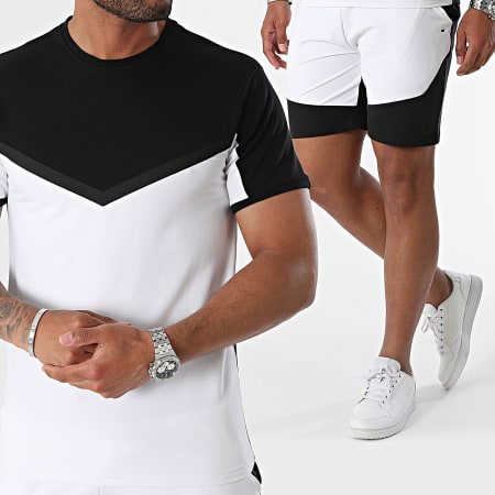 Black Industry - Ensemble Tee Shirt Et Short Jogging Blanc Noir