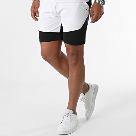 Black Industry - Conjunto de camiseta blanca negra y pantalón corto de jogging