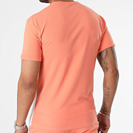 Black Industry - Conjunto de camiseta blanca naranja y pantalón corto de jogging