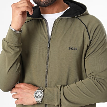 BOSS - Felpa con cappuccio e zip Mix And Match 5055313 Verde Khaki