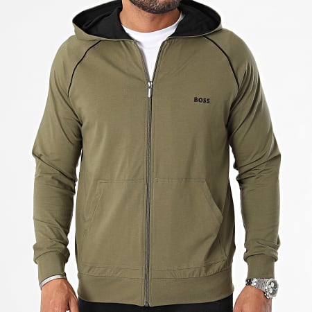 BOSS - Mix And Match Hooded Zip Sweatshirt 5055313 Khaki Green