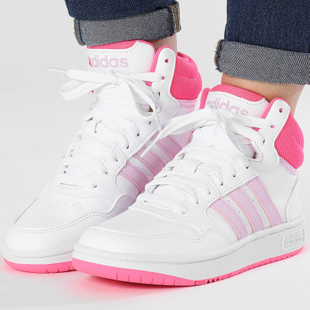 Adidas Sportswear - Baskets Montantes Femme Hoops 3.0 Mid K IF2722 Cloud White Pink