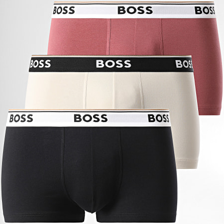 BOSS - Set van 3 Boxers Trunk 3P Power Zwart Beige Rood Baksteen