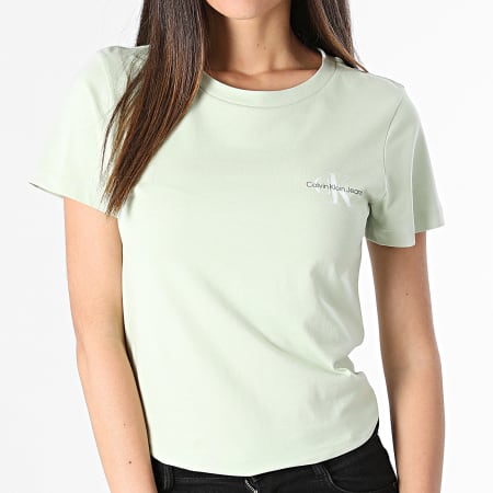 Calvin Klein - Lot De 2 Tee Shirts Slim Femme 9734 Violet Vert