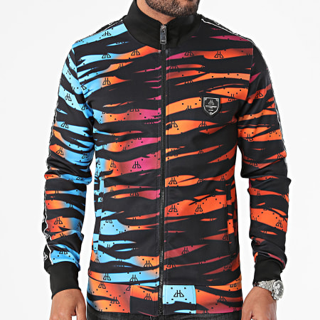 Horspist - Veste Zippée A Bandes Pacha Noir Orange Bleu Clair