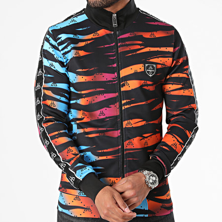 Horspist - Veste Zippée A Bandes Pacha Noir Orange Bleu Clair