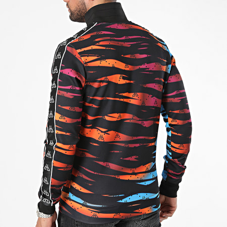 Horspist - Veste Zippée A Bandes Pacha Noir Orange Bleu Clair