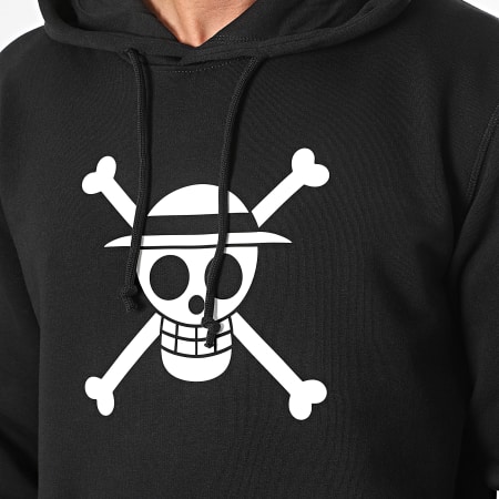 One Piece - Sweat Capuche Mugiwara Front Noir Blanc