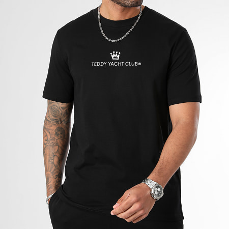 Teddy Yacht Club - Ensemble Tee Shirt Et Short Jogging Maison De Couture Rush Noir Blanc