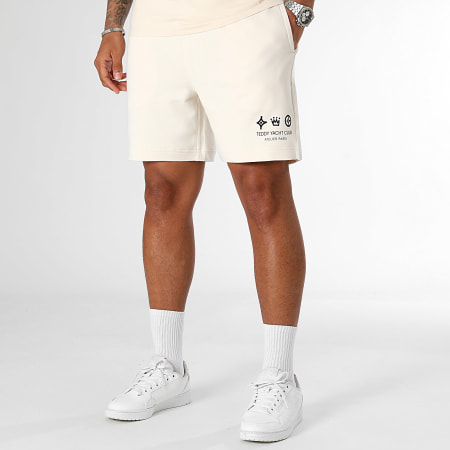 Teddy Yacht Club - Ensemble Tee Shirt Et Short Jogging Maison De Couture Rush Beige Noir